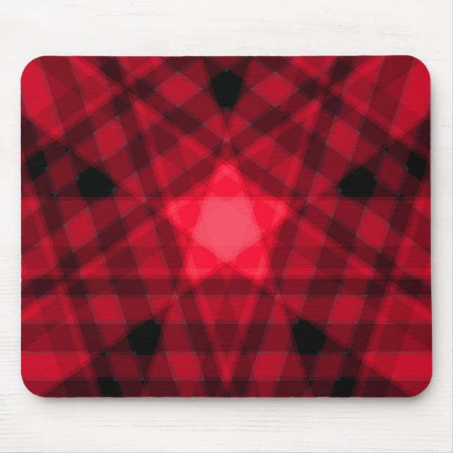 Red Tartan Star Geometric Art Mousepad (Front)