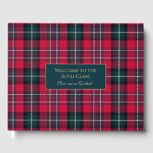 Red Tartan with customizable text Guest Book