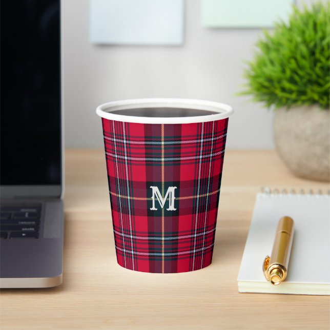 Red Tartan with (or without) Monogram Paper Cups (Insitu)