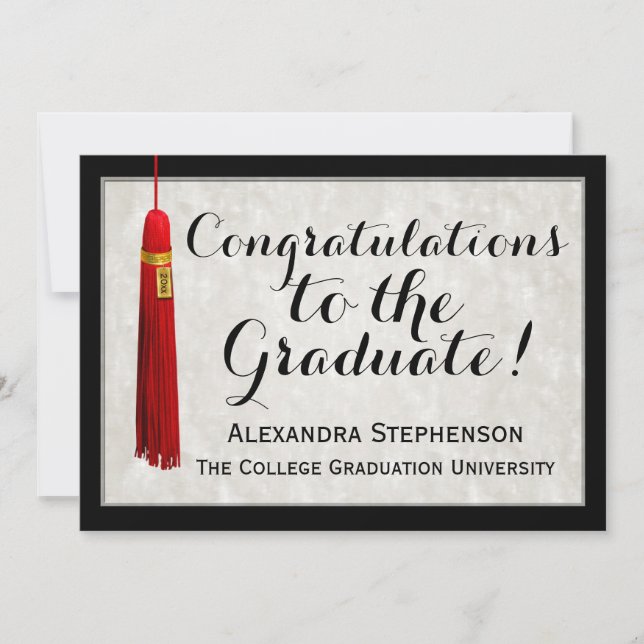 Red Tassel Congratulations Graduate Graduation Invitation (Front)