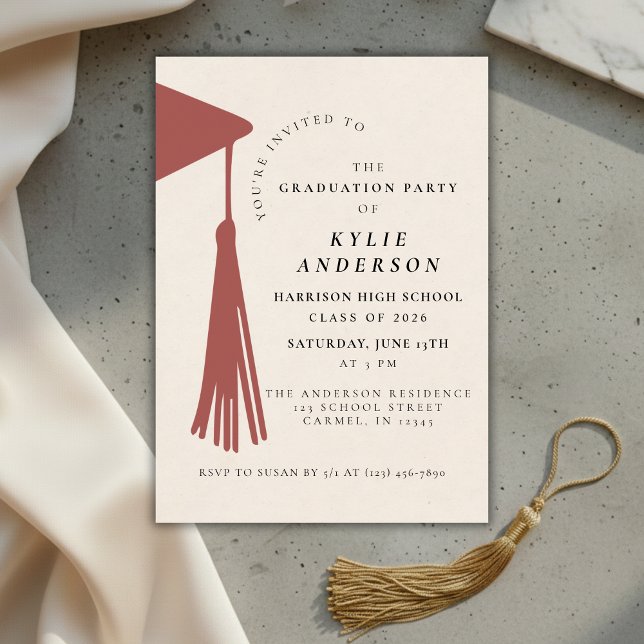 Red Tassel High School Graduation Party Invitation (Red Tassel High School Graduation Party Invitation)