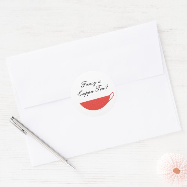 Red Teacup Envelope Seal & Sticker (Envelope)