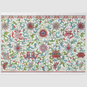 Red, teal and purple floral decoupage tissue tissue paper