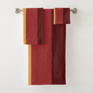 Red, teal and yellow stripes bath towel set
