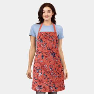 Red Teal Black White Spotted Graphic Abstraction Apron