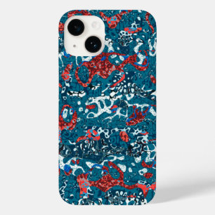 Red Teal Black White Spotted Graphic Abstraction Case-Mate iPhone 14 Case