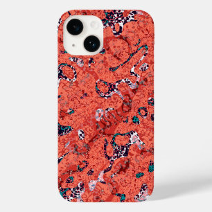 Red Teal Black White Spotted Graphic Abstraction Case-Mate iPhone 14 Case