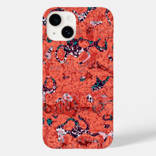 Red Teal Black White Spotted Graphic Abstraction Case-Mate iPhone 14 Case