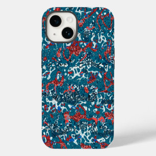 Red Teal Black White Spotted Graphic Abstraction iPhone 14 Case