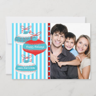 Red Teal Blue Photo Christmas Card