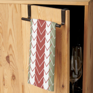 Red Teal Chevron Stripe Kitchen Towel