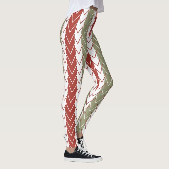 Red Teal Chevron Stripe Leggings (Right)