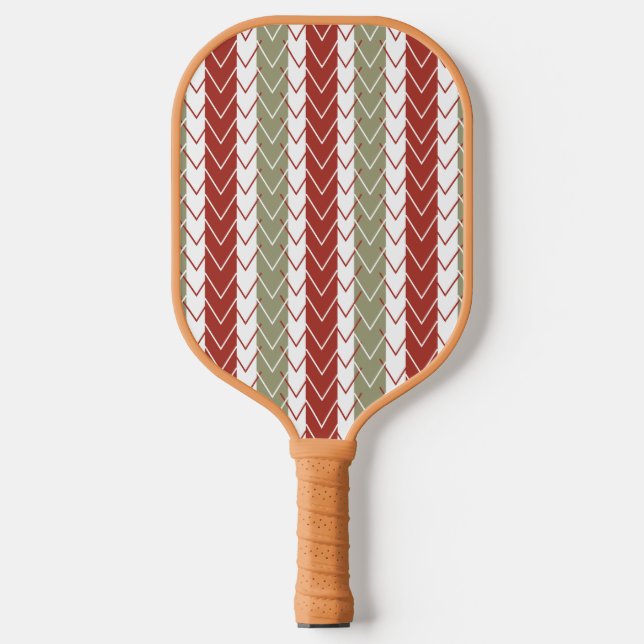 Red Teal Chevron Stripe Pattern Pickleball Paddle (Front)