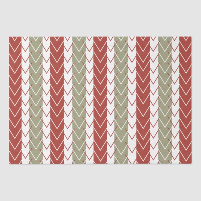 Red Teal Chevron Stripe Tissue Paper (Front)