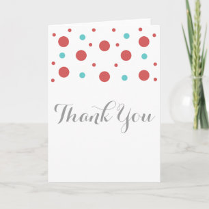 Red Teal Confetti Thank You Card