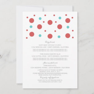 Red Teal Confetti Wedding Information Card