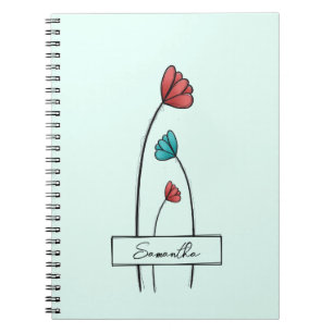 Red Teal Flower Notebook