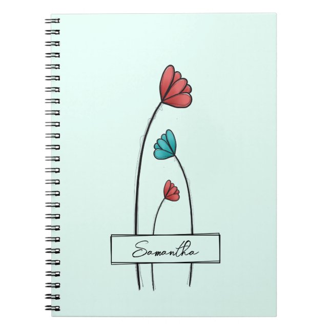 Red Teal Flower Notebook (Front)