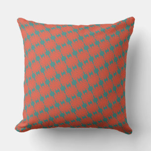 Red Teal Green Southwestern Design Patterns Throw Pillow