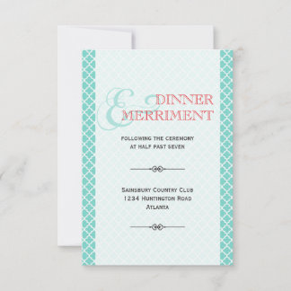 Red teal Moroccan ampersand reception enclosure Invitation