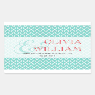 Red teal Moroccan tile ampersand wedding favour Sticker