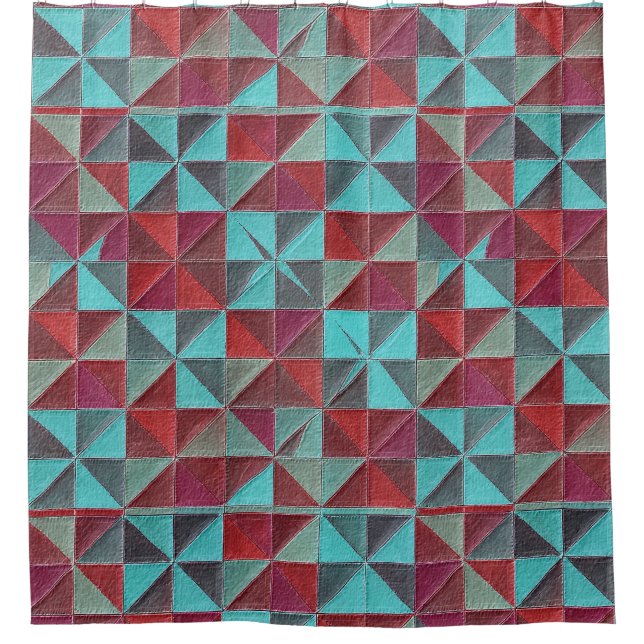 red, teal, purple, and gray quilt (Front)