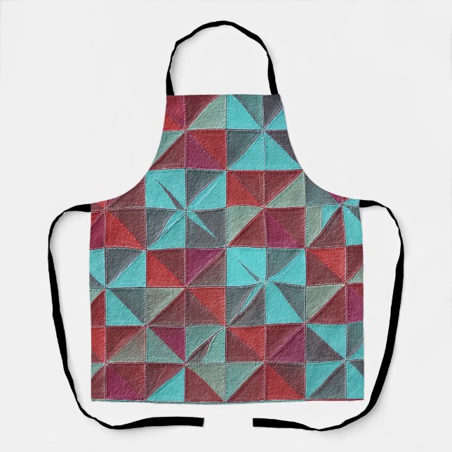 red, teal, purple, and gray quilt apron (Front)