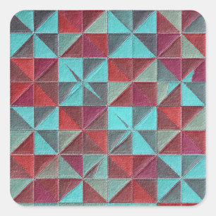 red, teal, purple, and gray quilt square sticker