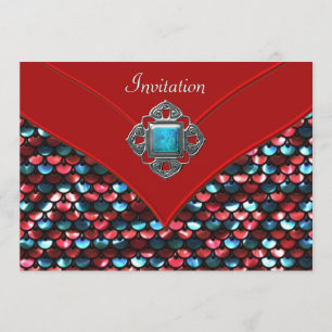 Red Teal Sequin All Occasion Party Template