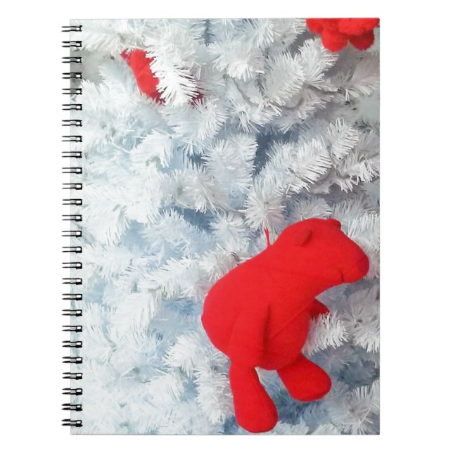 Red Teddy bear in Christmas Tree Notebook (Front)