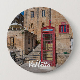 Red telephone booth in Valletta Malta 4 Inch Round Button