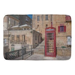 Red telephone booth in Valletta Malta Bath Mat