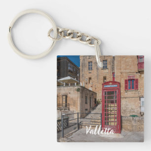 Red telephone booth in Valletta Malta Keychain