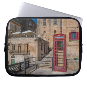 Red telephone booth in Valletta Malta Laptop Sleeve