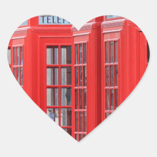 Red Telephone Booths of London Heart Sticker