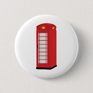 Red Telephone Box 2 Inch Round Button