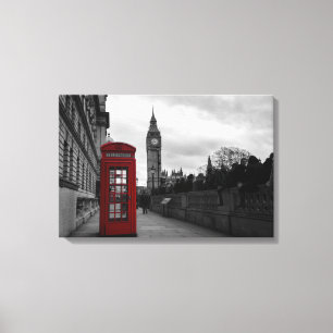 Red telephone box in London canvas Print