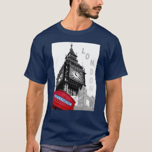 Red Telephone Box London Big Ben Clock Tower T-Shi T-Shirt