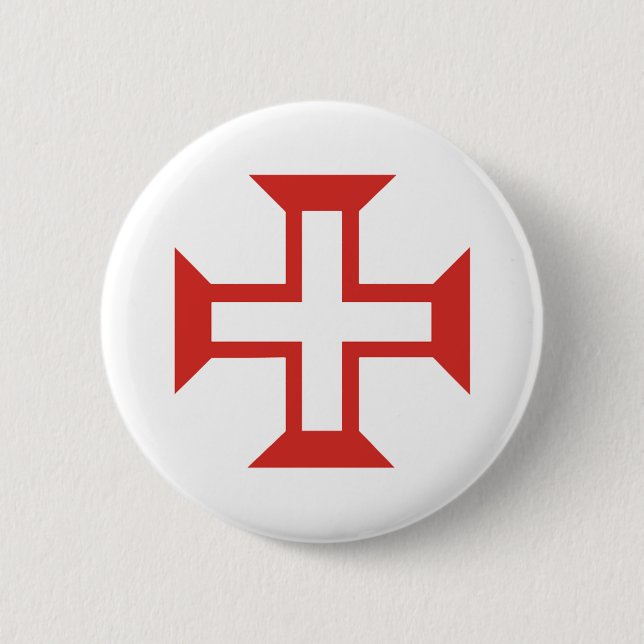 Red Templar Cross 2 Inch Round Button (Front)