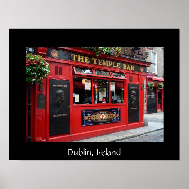 Red Temple Bar pub à Dublin poster de texte (Devant)