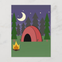 Red Tent Camping Anniversaire Carte postale Invita