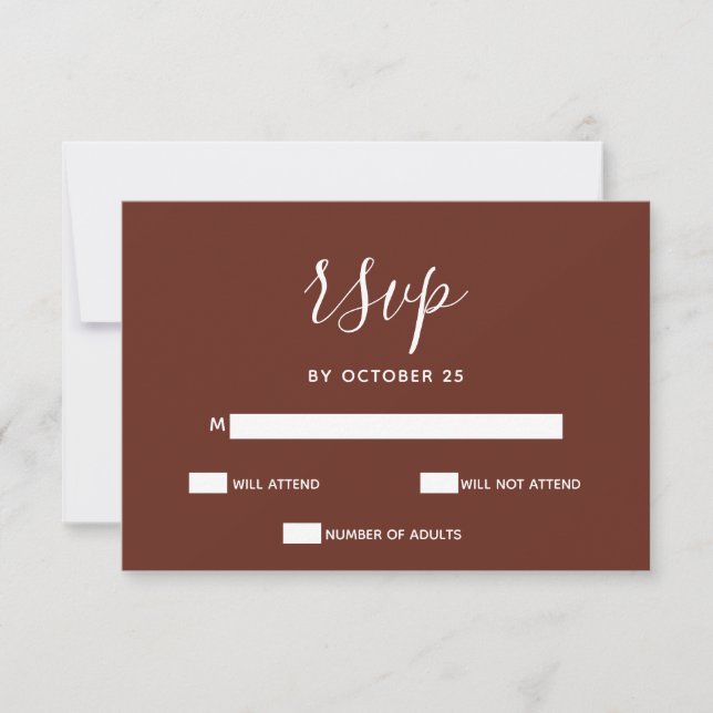 Red Terracotta Rustic Burnt Clay Earthy RSVP Card (Front)