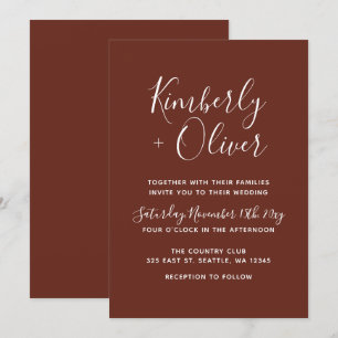 Red Terracotta Rustic Burnt Clay Earthy Wedding Invitation