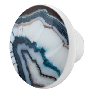 Red Terracotta White Black Blue Agate Geode Ceramic Knob