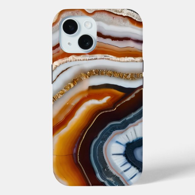 Red Terracotta White Black Blue Gold Agate Geode Case-Mate iPhone Case (Back)