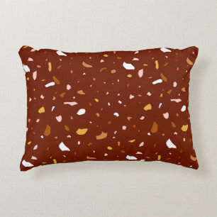 Red Terrazzo Pattern Accent Pillow