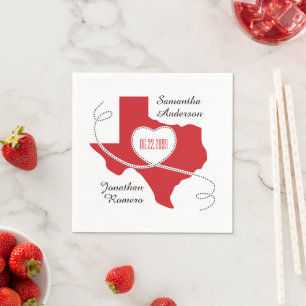 Red Texas Curling Ribbon Wedding Date Napkin