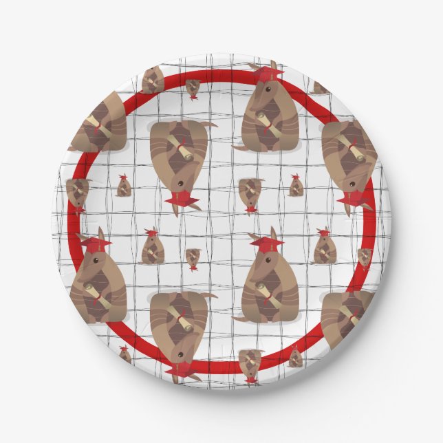 Red Texas Graduate Armadillo Paper Plate (Front)