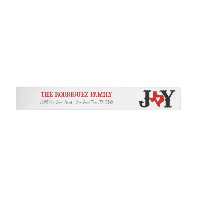Red Texas JOY Holiday Wrap Around Label (Individual)