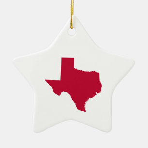 Red Texas Map Shape Blank Ceramic Ornament